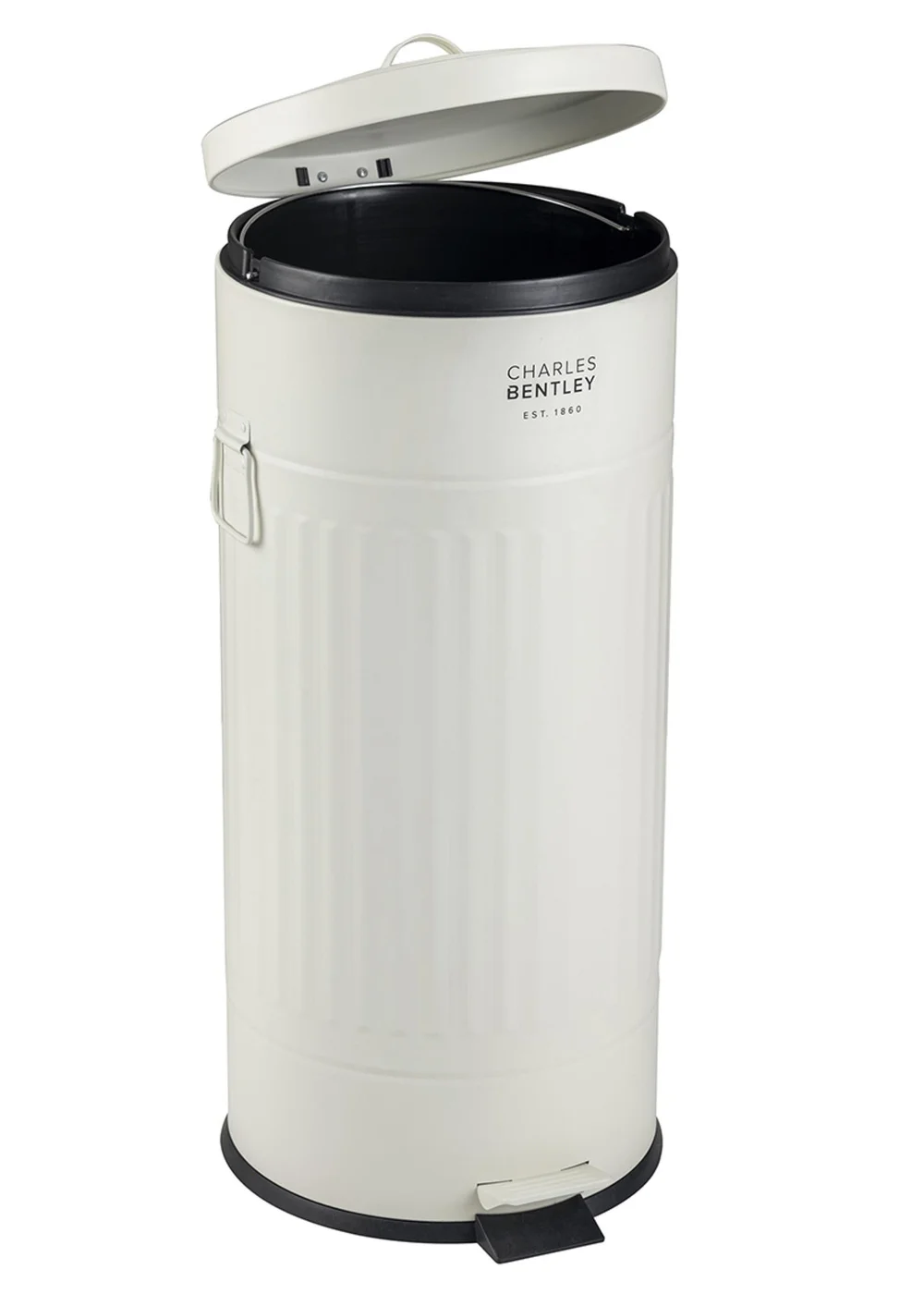 Charles Bentley Cream Round Retro Kitchen Pedal Bin - One Size Image 5