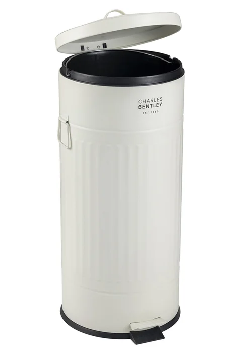 Charles Bentley Cream Round Retro Kitchen Pedal Bin - One Size Image 5