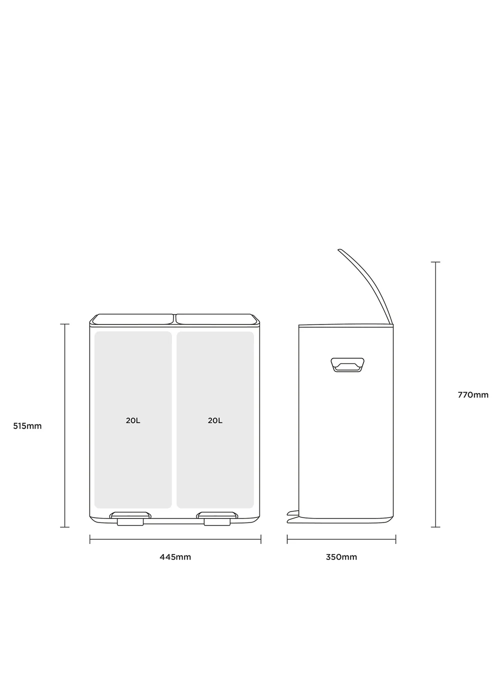 Charles Bentley Double Compartment Grey Kitchen Bin - One Size Image 6