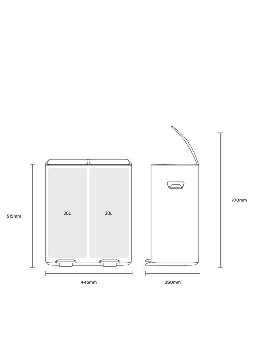 Charles Bentley Double Compartment Grey Kitchen Bin - One Size Image 6