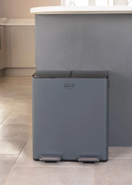 Charles Bentley Double Compartment Grey Kitchen Bin - One Size Image 2