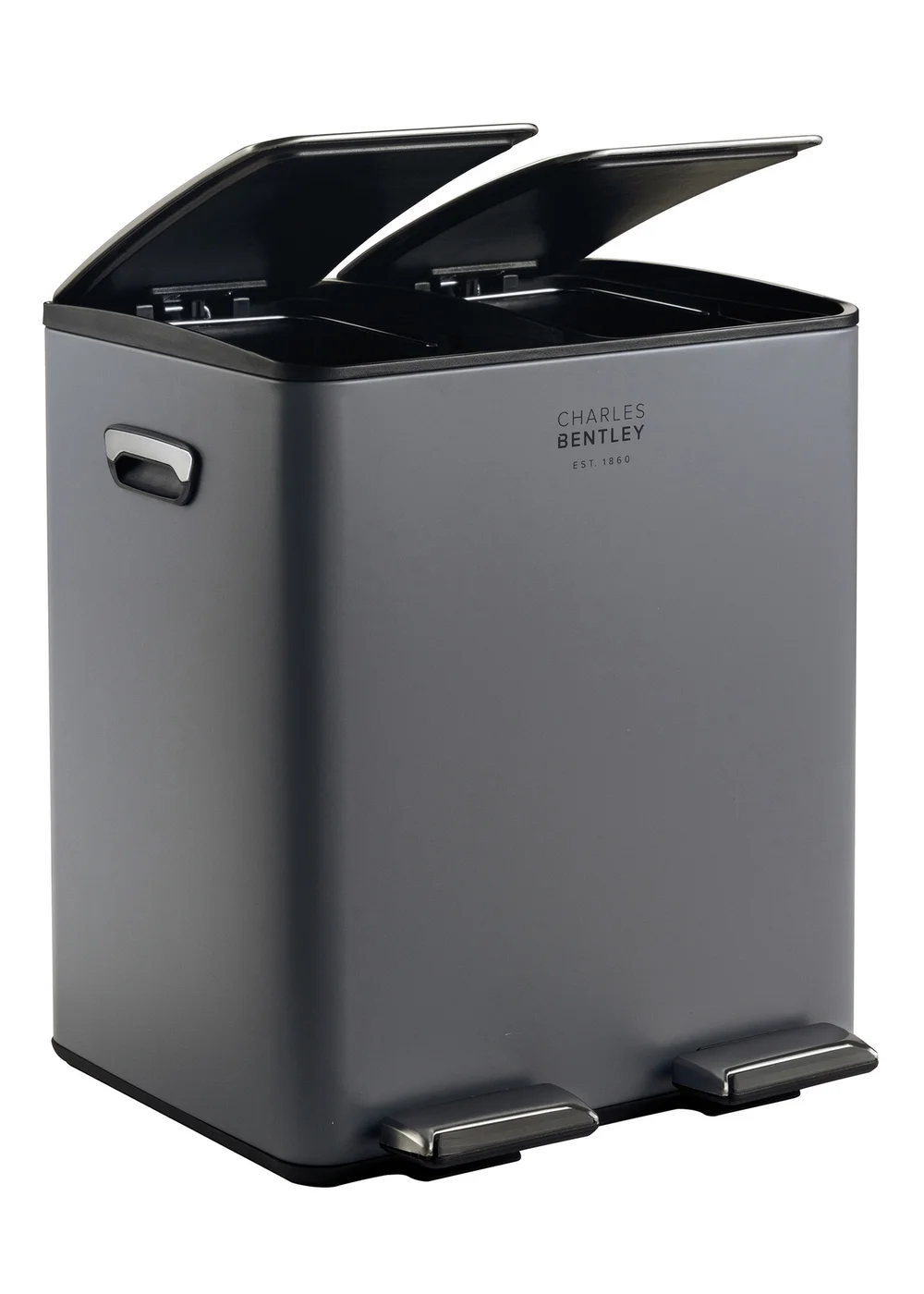 Charles Bentley Double Compartment Grey Kitchen Bin - One Size Image 5