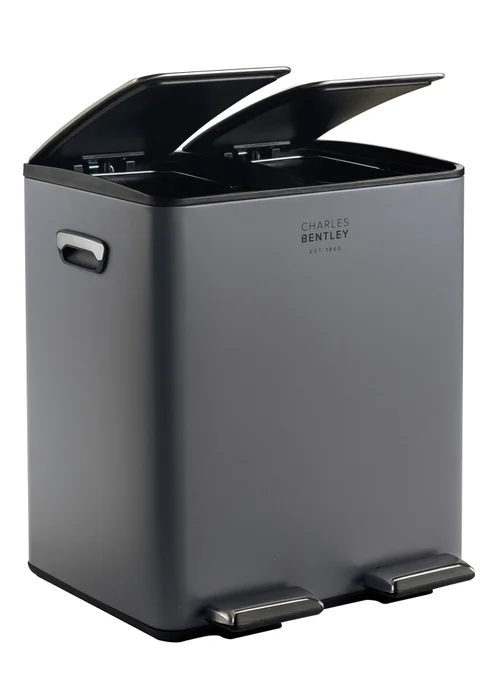 Charles Bentley Double Compartment Grey Kitchen Bin - One Size Image 5