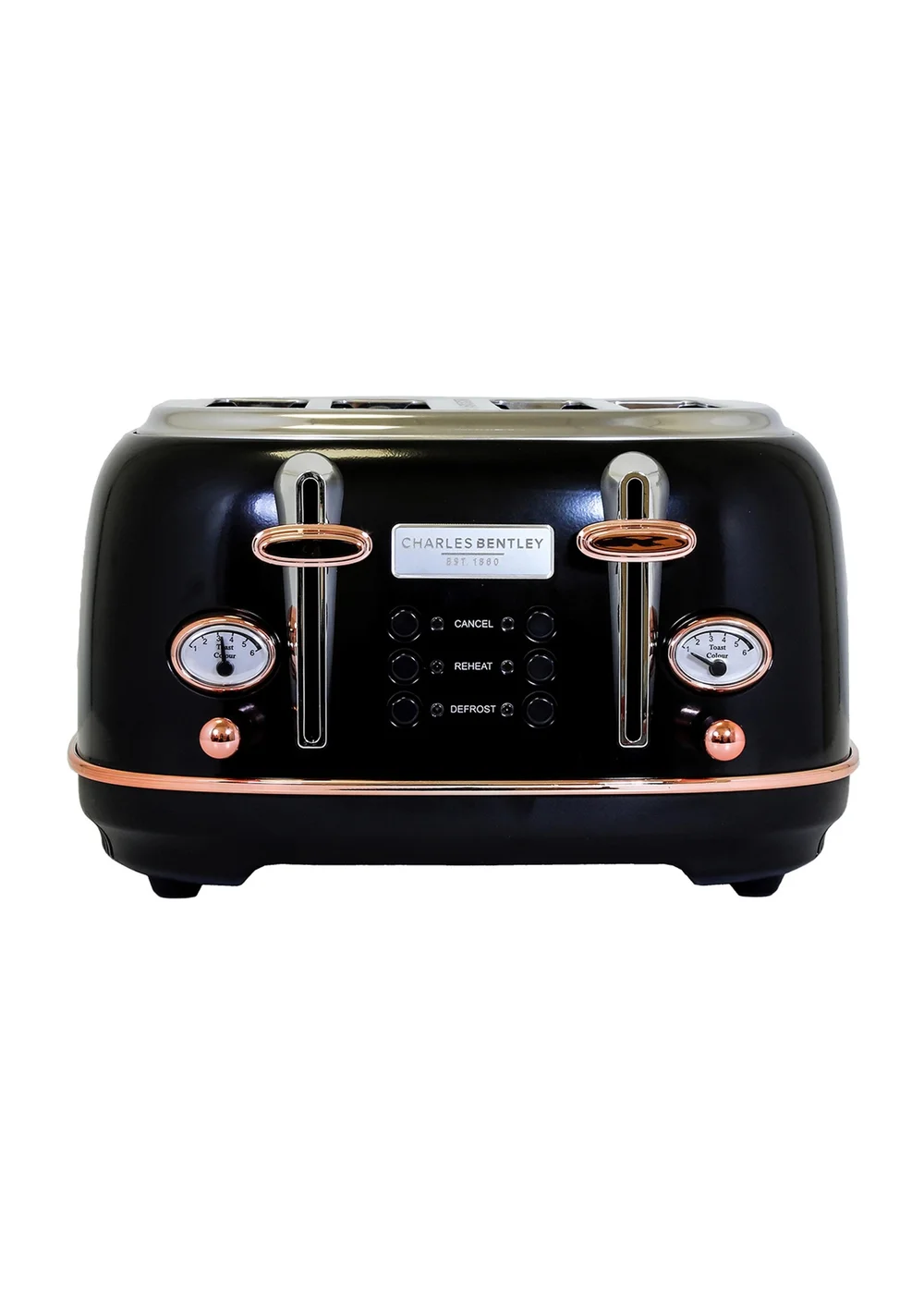 Charles Bentley Toaster Black & Rose Gold (4 Slice) - One Size Image 2