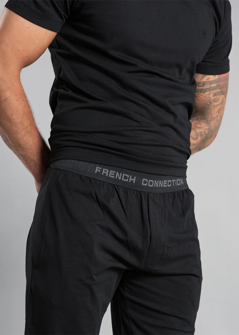 French Connection Black Cotton Blend T-Shirt & Jogger Set - Extra small Image 3