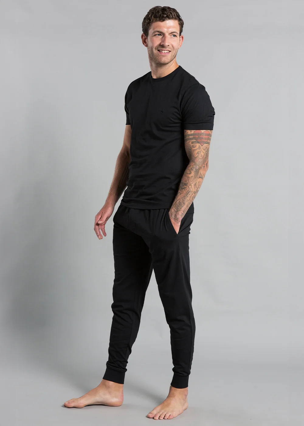 French Connection Black Cotton Blend T-Shirt & Jogger Set - Extra small Image 4