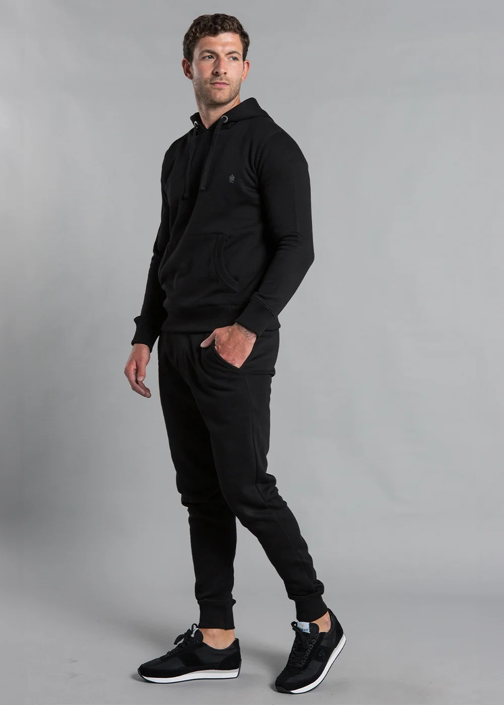 French Connection Black Cotton Blend Hoody & Jogger Tracksuit Co-Ord - Small Image 4