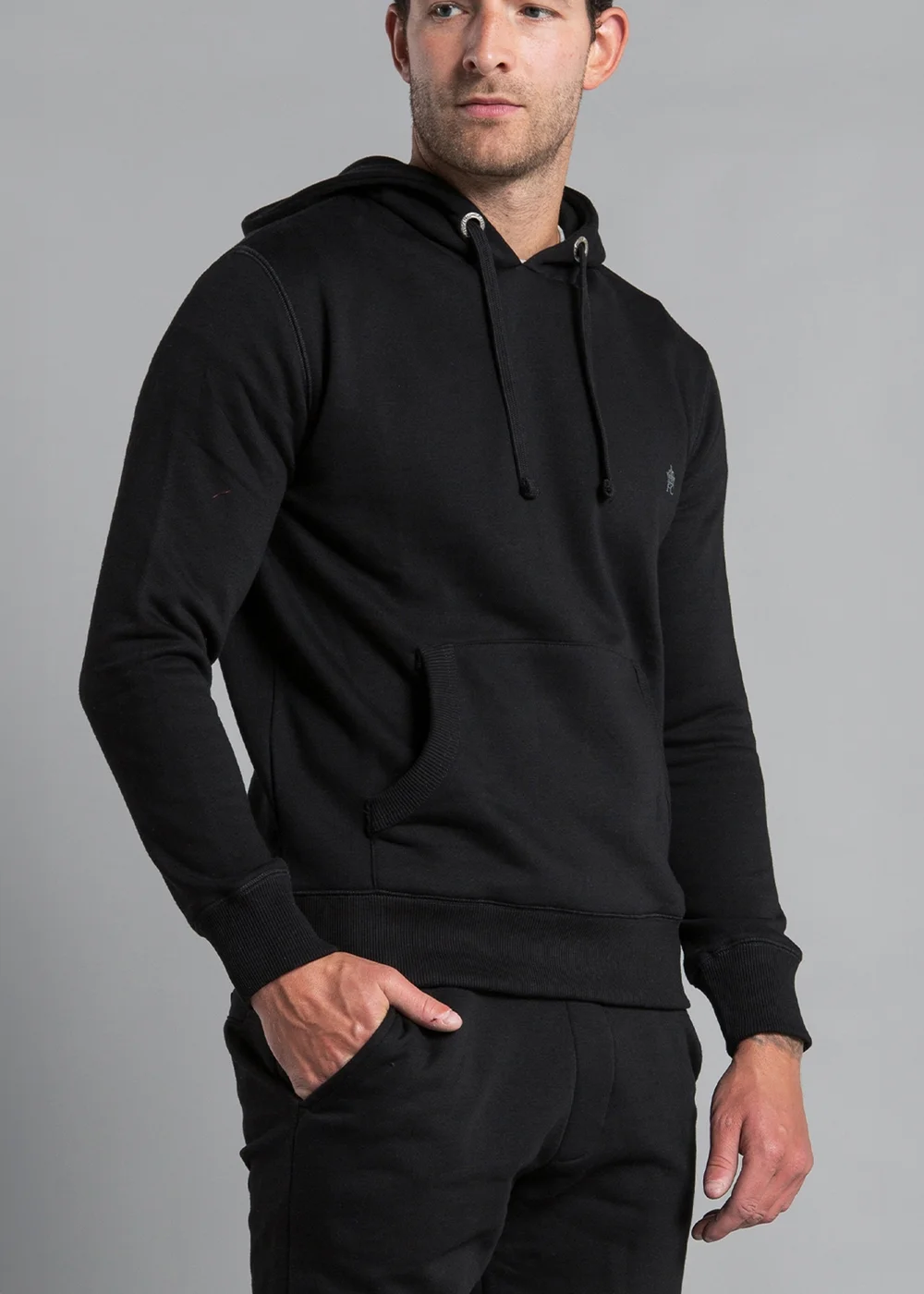 French Connection Black Cotton Blend Hoody & Jogger Tracksuit Co-Ord - Small Image 3