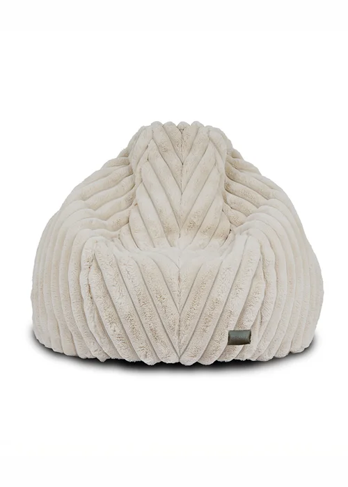rucomfy Ribbed Faux Fur Slouchbag Cream Beanbag - One Size Image 2