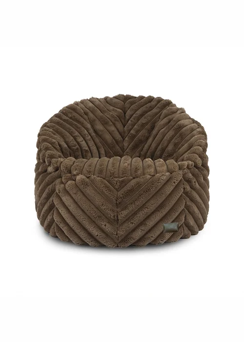 rucomfy Ribbed Faux Fur Zen Chair Chocolate Beanbag - One Size Image 3