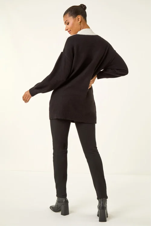 Roman Black Colour Block Sparkly Longline Jumper - 18 Image 3