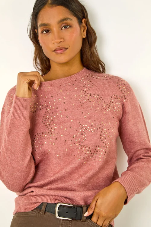 Roman Rose Star Detail Hotfix Crew Neck Jumper - 10 Image 2
