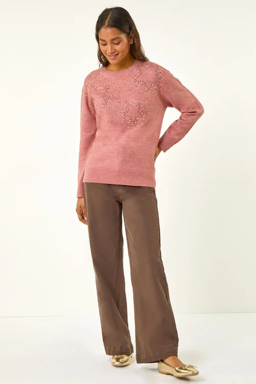 Roman Rose Star Detail Hotfix Crew Neck Jumper - 10 Image 3