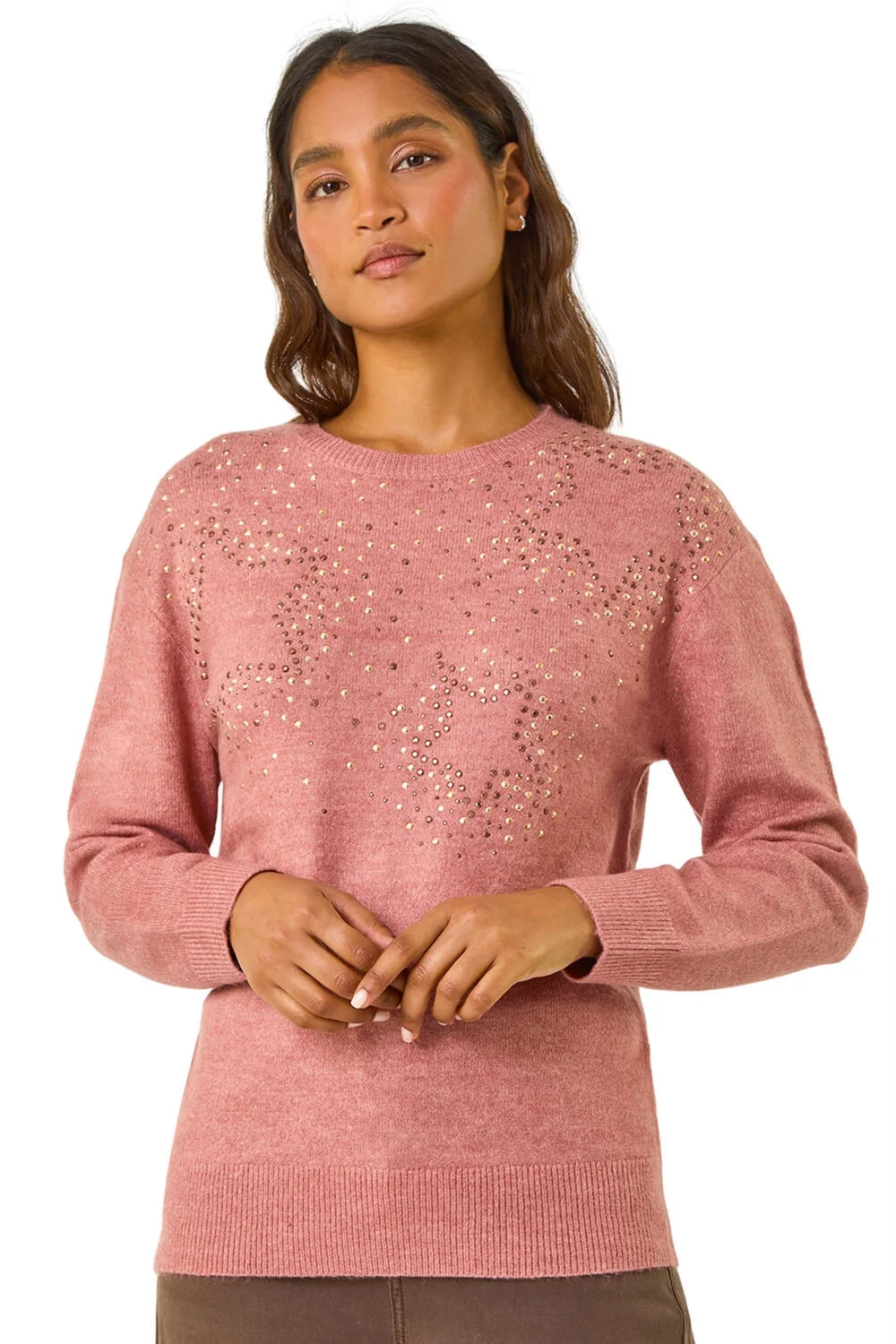Roman Rose Star Detail Hotfix Crew Neck Jumper - 10 Image 1