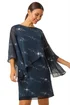 Roman Navy Sequin Embellished Asymmetric Overlay Dress - 16 Image 1