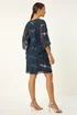 Roman Navy Sequin Embellished Asymmetric Overlay Dress - 16 Image 4