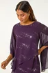 Roman Purple Sequin Embellished Asymmetric Overlay Dress - 14 Image 4
