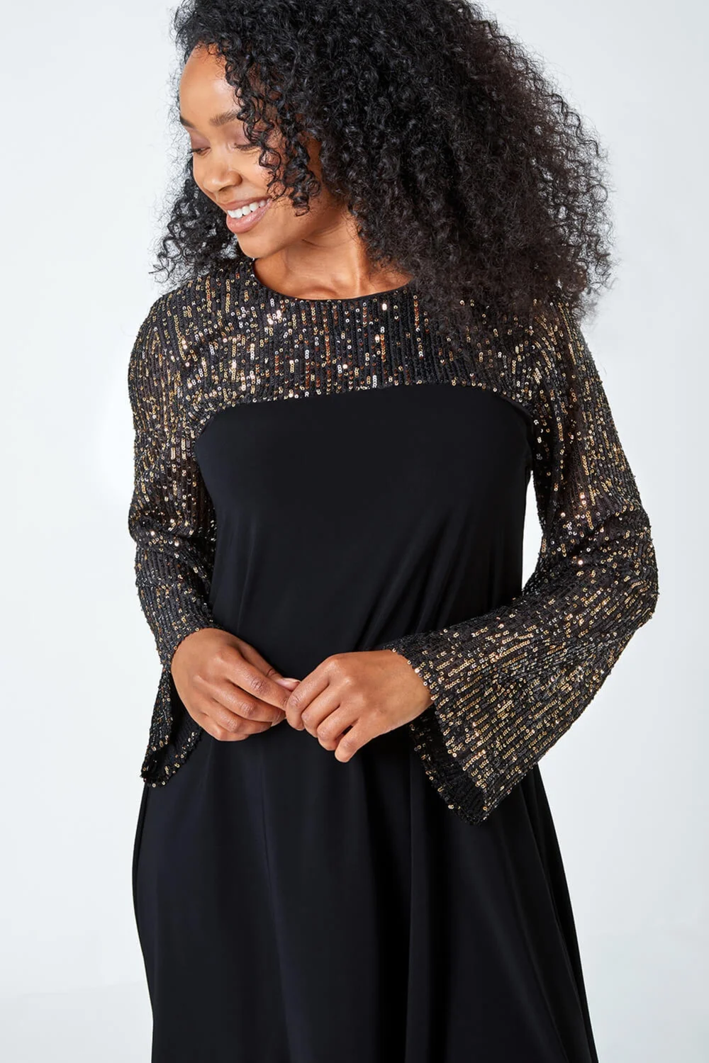 Roman Gold Petite Sequin Shift Stretch Dress - 6 Roman Gold Petite Sequin Shift Stretch Dress - 6