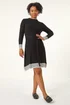 Roman Black Petite Stripe Knitted Midi Dress - Size 8 Image 2