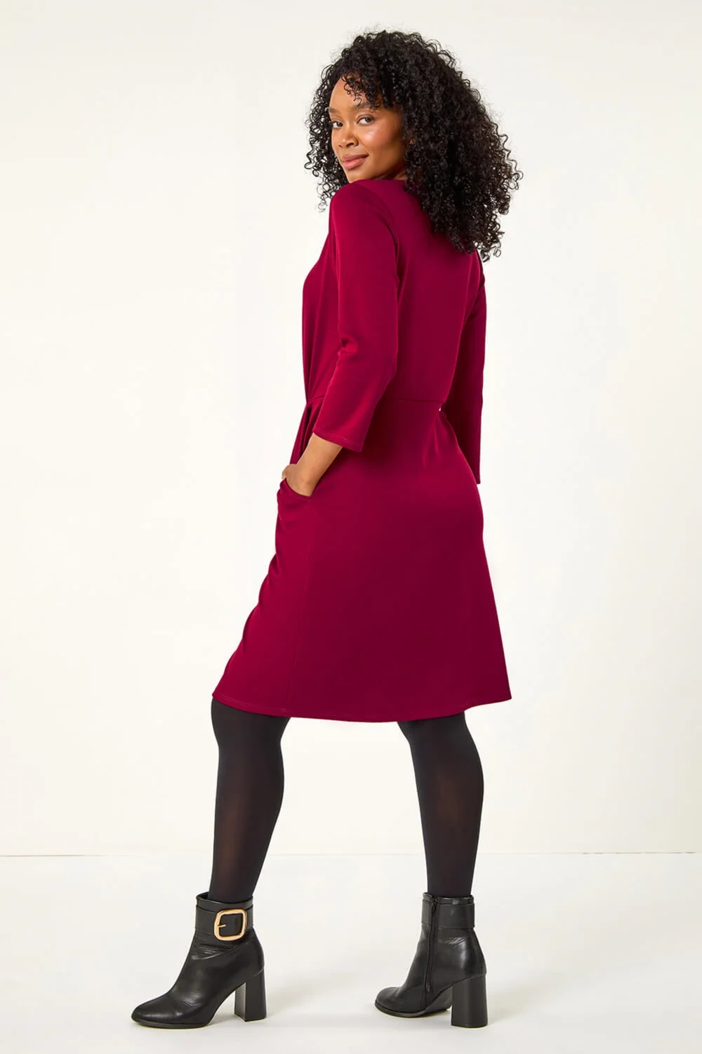 Roman Fuchsia Petite Pocket Stretch Dress - 12 Image 3