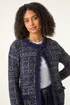 Roman Midnight Blue Textured Pattern Pocket Detail Cardigan - Size 14 Image 2