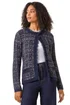 Roman Midnight Blue Textured Pattern Pocket Detail Cardigan - Size 14 Image 1