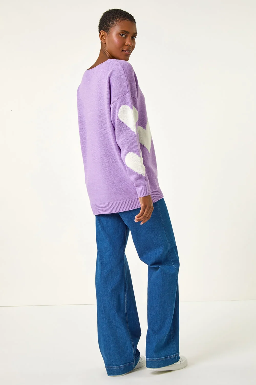 Roman Lilac V-Neck Heart Detail Knit Jumper - 10 Image 3