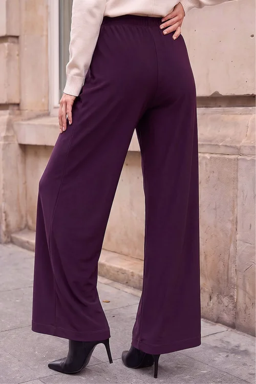 Roman Plum Petite Elastic Waist Wide Leg Stretch Trouser - 8 Image 4