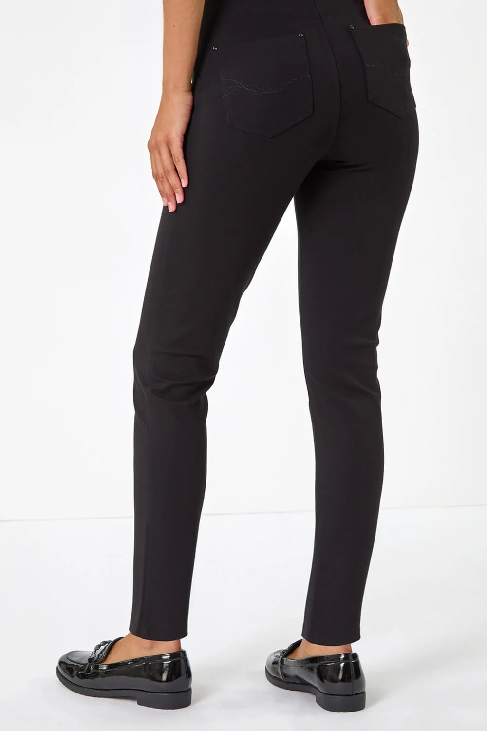 Roman Black Pocket Detail Stretch Ponte Trouser - 10 Image 4