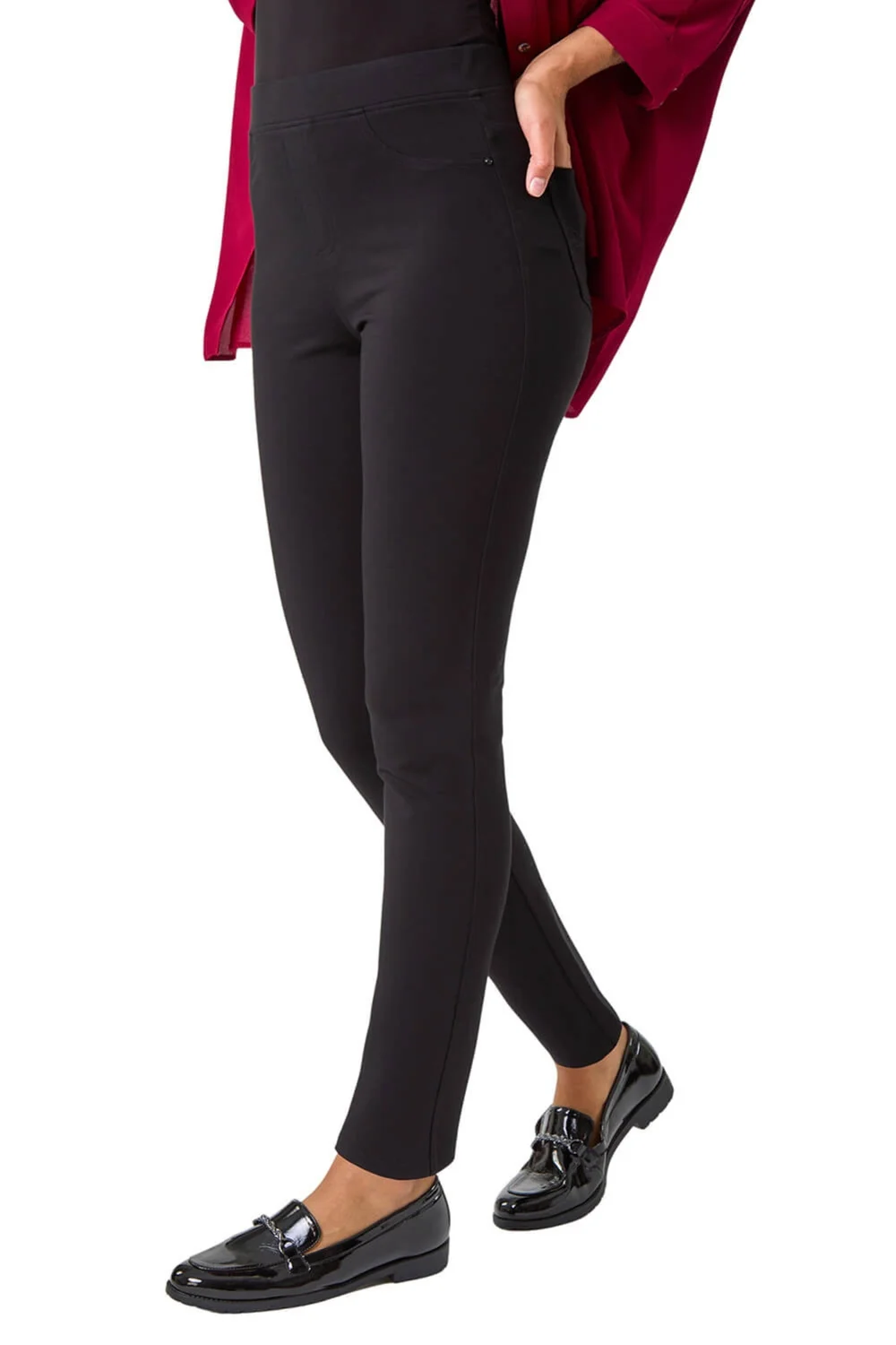 Roman Black Pocket Detail Stretch Ponte Trouser - 10 Image 1