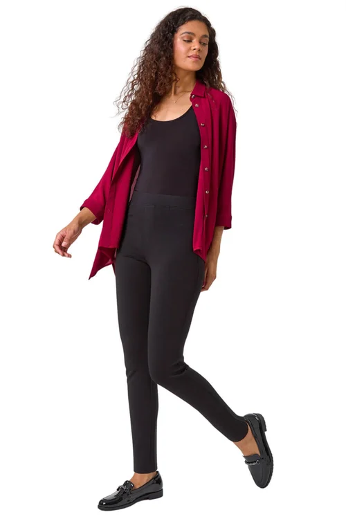 Roman Black Pocket Detail Stretch Ponte Trouser - 10 Image 2