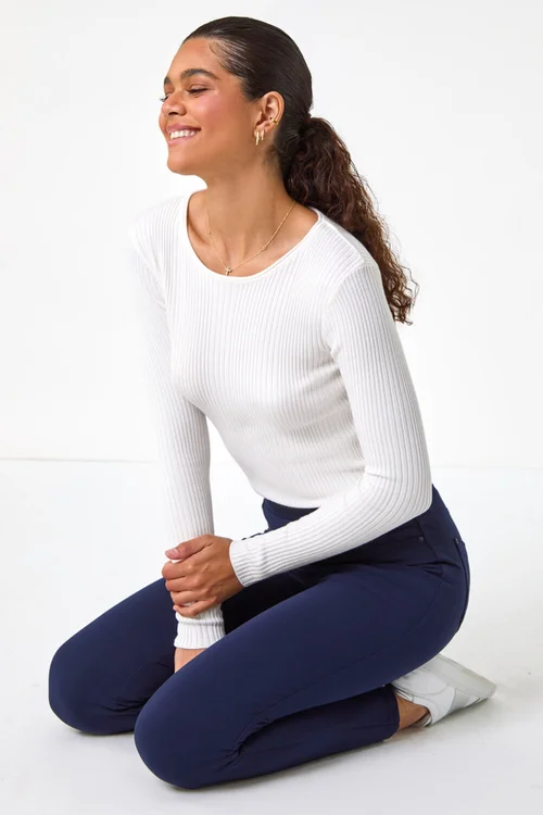 Roman Navy Stretch Ponte Denim Trouser - 12 Image 2