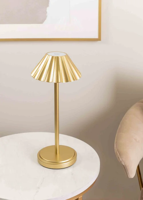 ValueLights Avery Dimmable Gold Table Lamp with Gold Shade Integrated LED - One Size Image 2