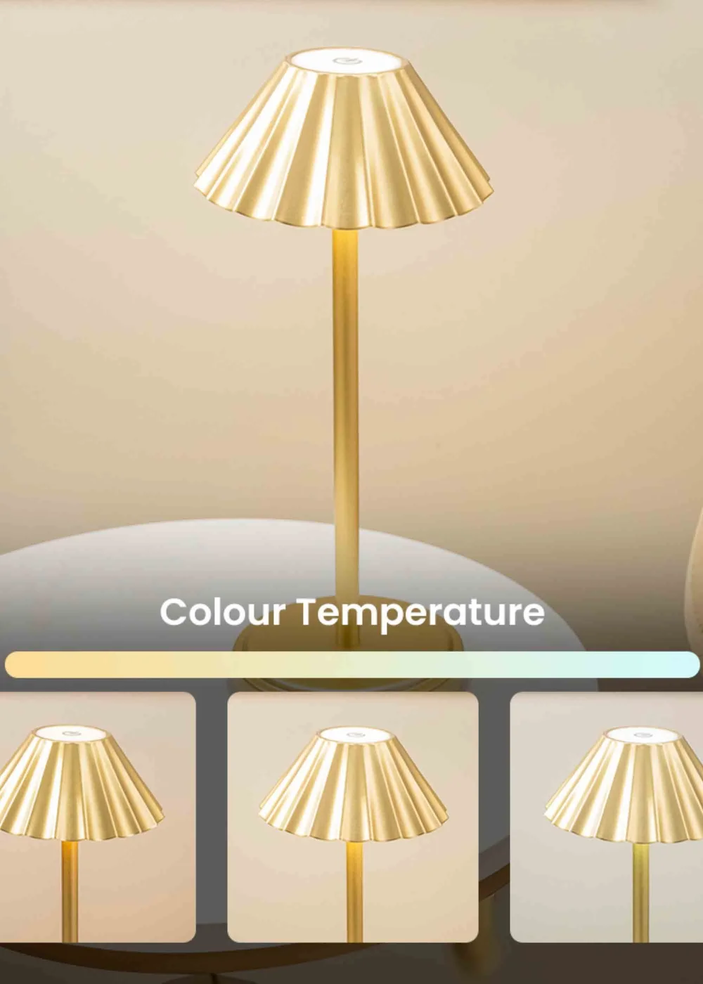 ValueLights Avery Dimmable Gold Table Lamp with Gold Shade Integrated LED - One Size Image 5