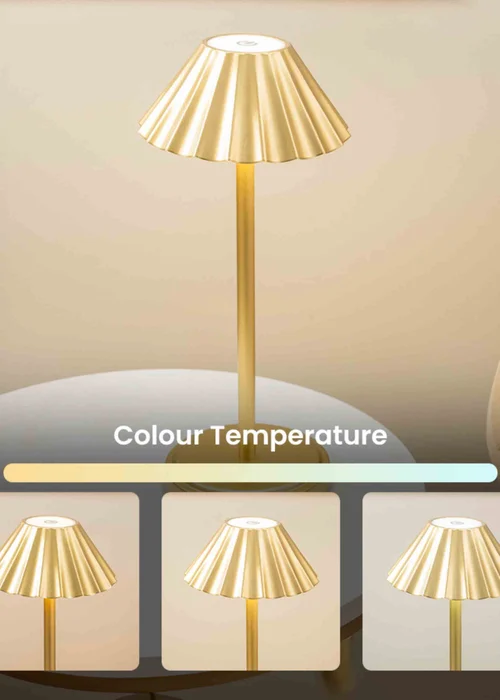 ValueLights Avery Dimmable Gold Table Lamp with Gold Shade Integrated LED - One Size Image 5