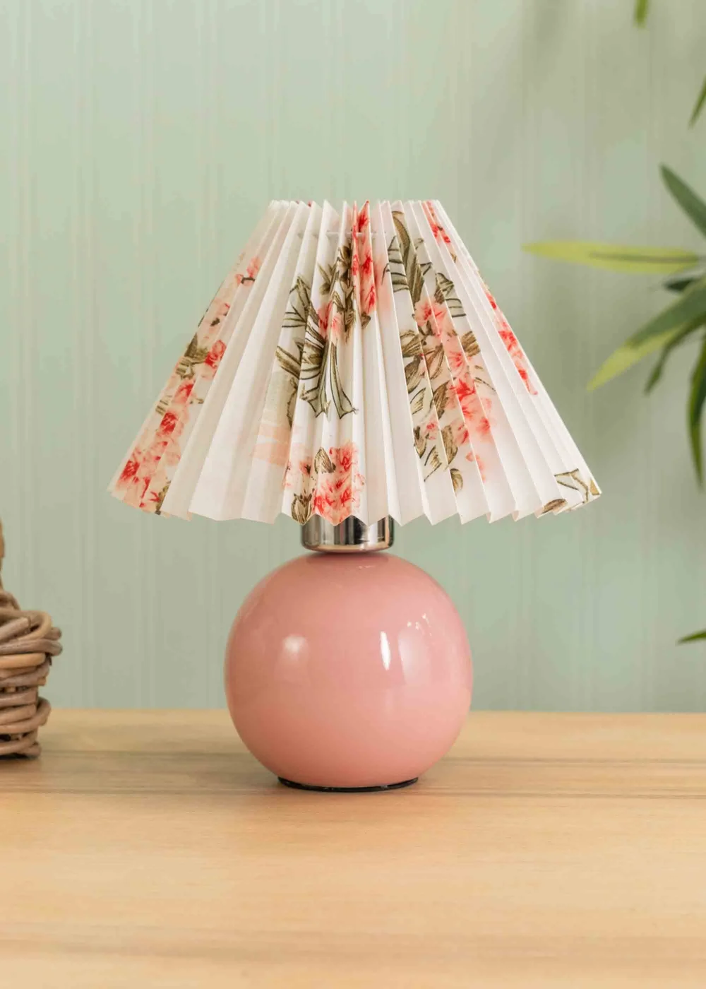 ValueLights Bloom Pink Table Lamp with Multicolour Tapered Shade Integrated LED - One Size Image 1