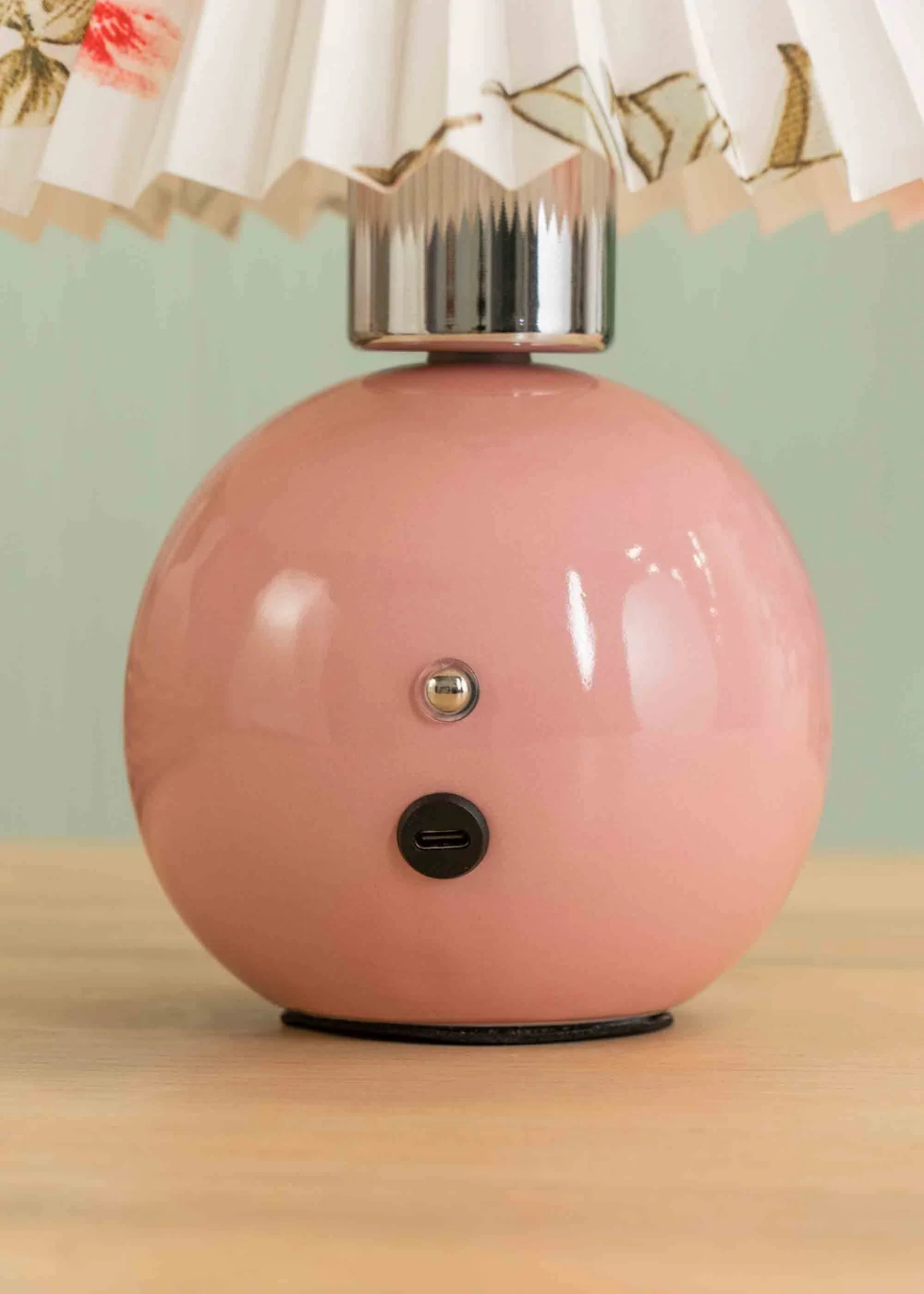 ValueLights Bloom Pink Table Lamp with Multicolour Tapered Shade Integrated LED - One Size Image 3