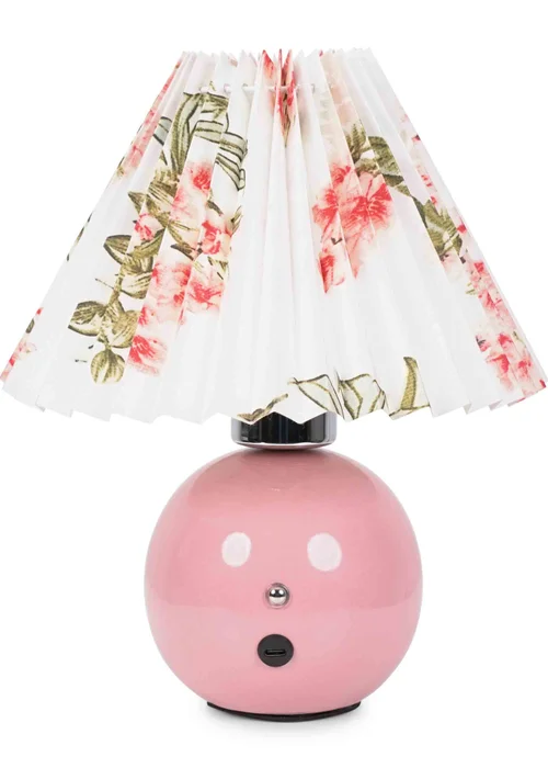 ValueLights Bloom Pink Table Lamp with Multicolour Tapered Shade Integrated LED - One Size Image 2