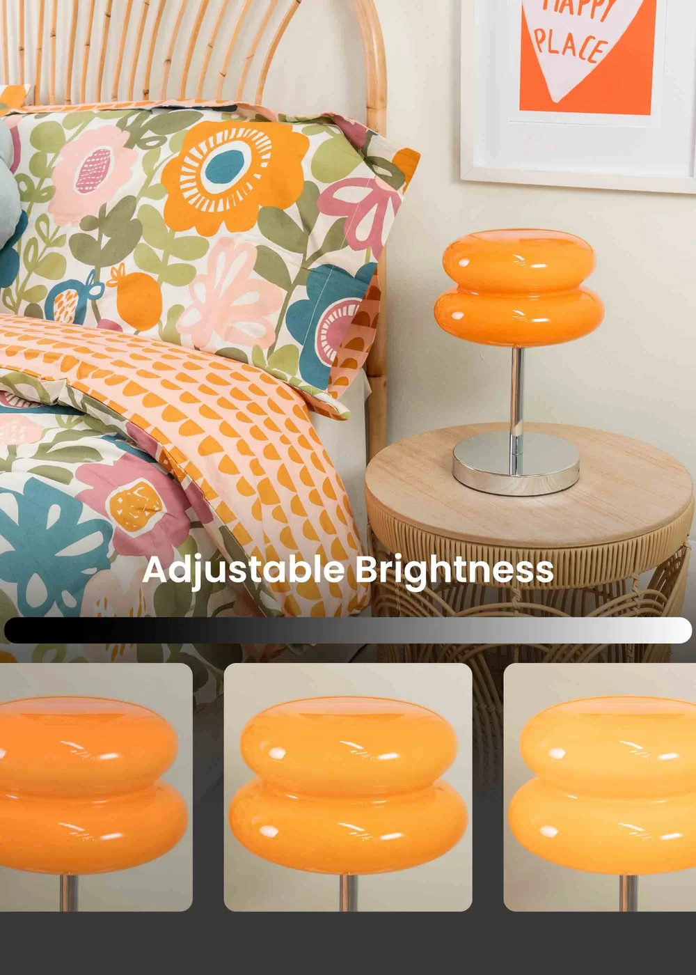 ValueLights Dimmable Orange Table Lamp with Orange Dome Shade Integrated LED - One Size Image 4