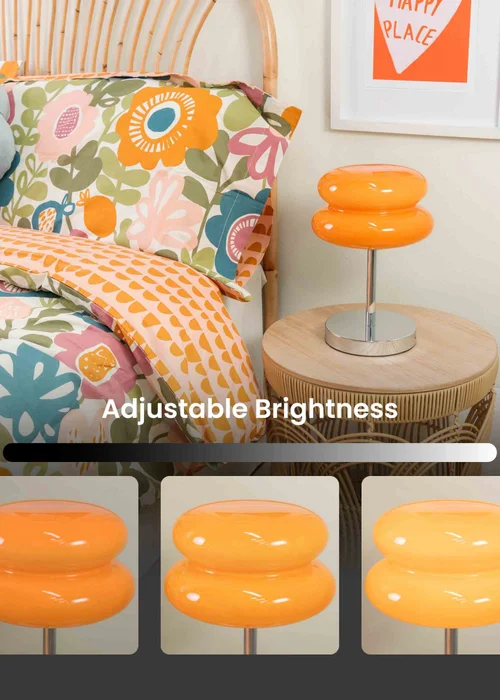 ValueLights Dimmable Orange Table Lamp with Orange Dome Shade Integrated LED - One Size Image 4