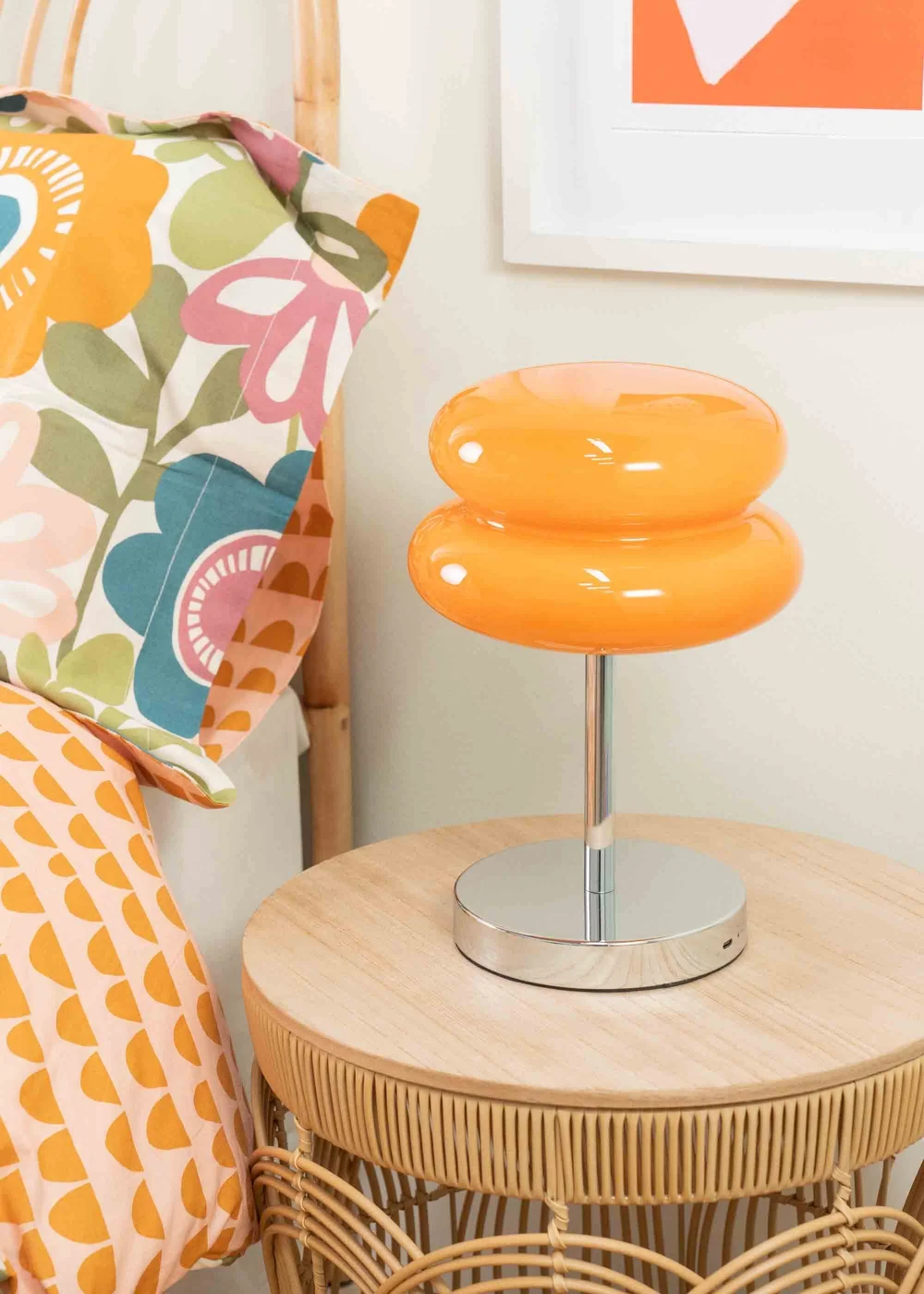 ValueLights Dimmable Orange Table Lamp with Orange Dome Shade Integrated LED - One Size Image 1
