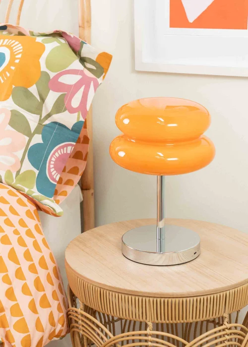 ValueLights Dimmable Orange Table Lamp with Orange Dome Shade Integrated LED - One Size Image 1
