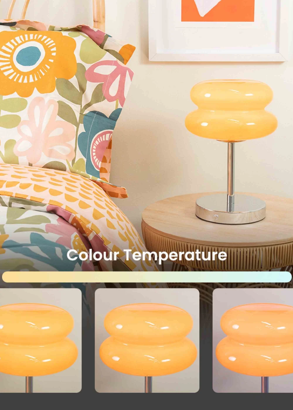ValueLights Dimmable Orange Table Lamp with Orange Dome Shade Integrated LED - One Size Image 3