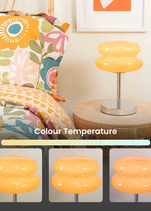 ValueLights Dimmable Orange Table Lamp with Orange Dome Shade Integrated LED - One Size Image 3