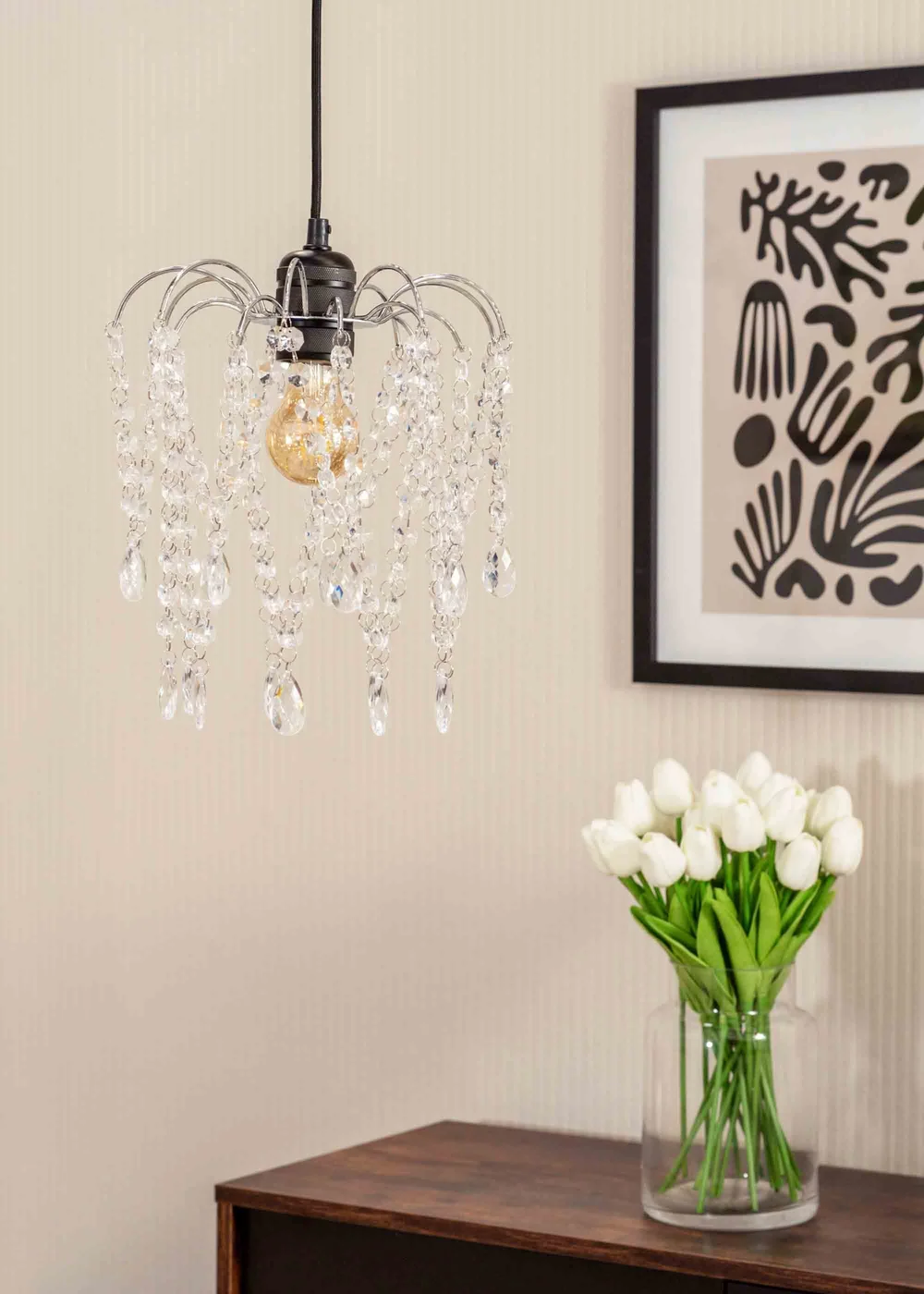 ValueLights Blanche Polished Silver Tiered Ceiling Pendant Droplets Shade (27cm x 25cm x 25cm) - One Size Image 2