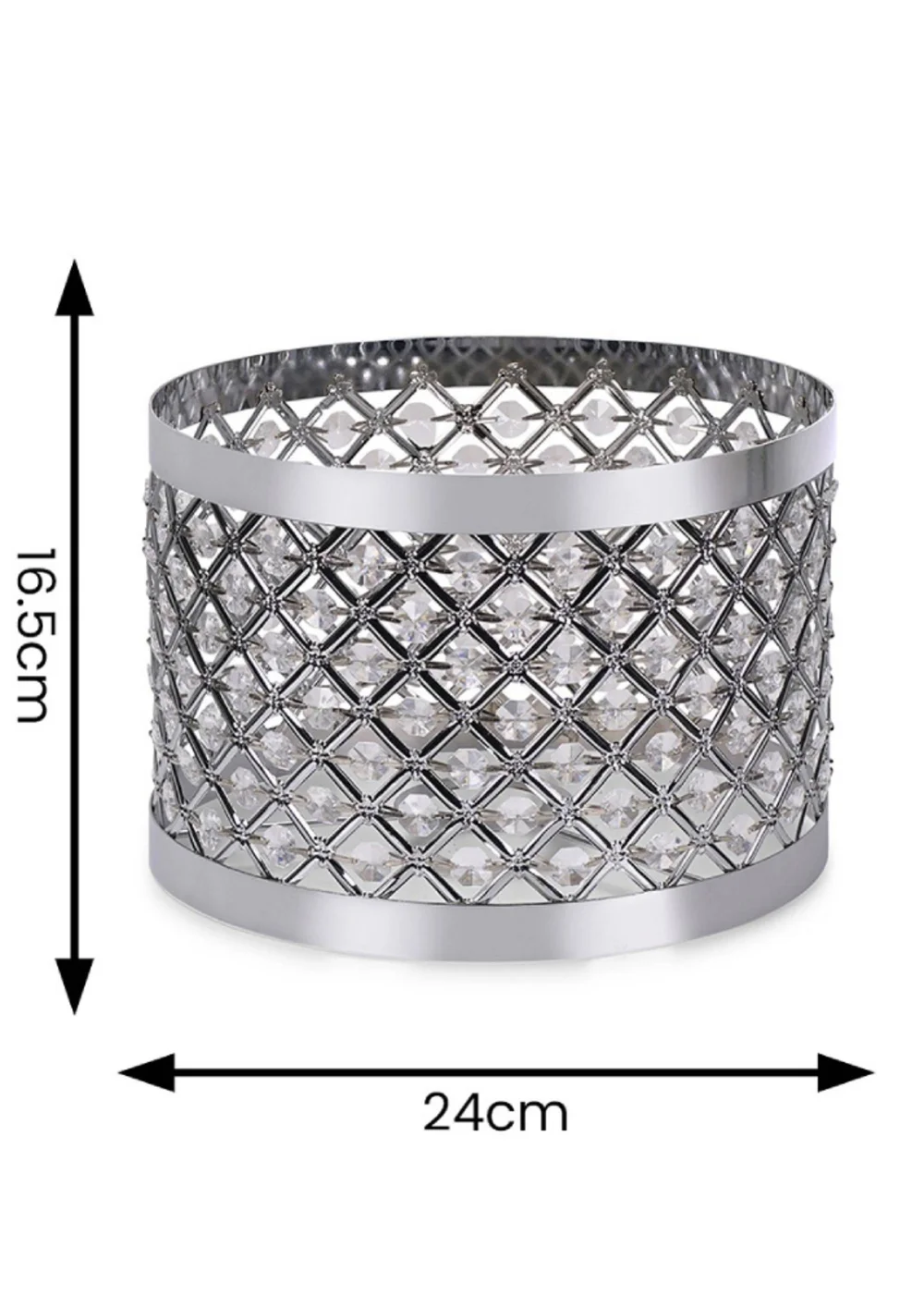 ValueLights Hadley Polished Silver Drum Ceiling Pendant Shade (16.5cm x 24cm x 24cm) - One Size Image 4