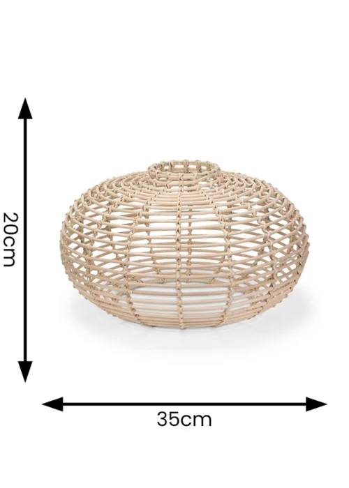 ValueLights Romy Wood Rattan Natural Oval Ceiling Pendant Shade (20cm x 35cm x 35cm) - One Size Image 3