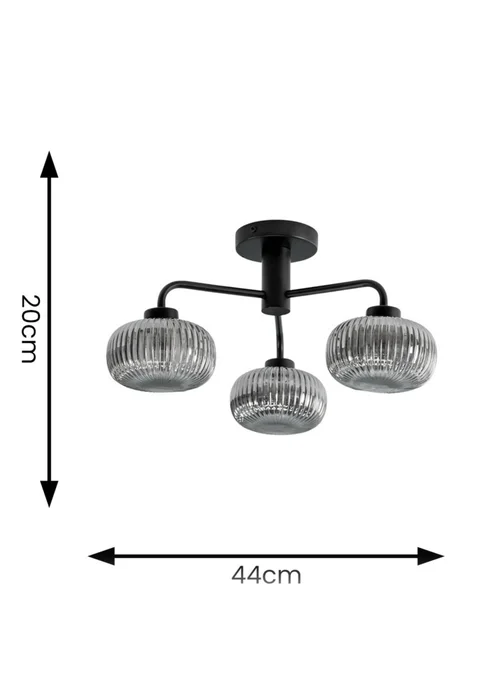 ValueLights Amaia Matte Black Semi-Flush Light with Clear Globe Shade - One Size Image 6