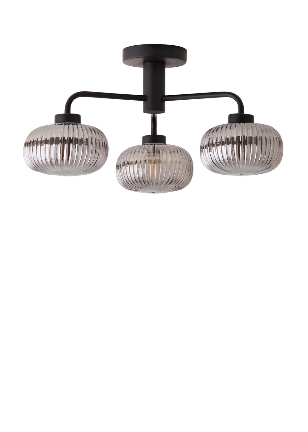 ValueLights Amaia Matte Black Semi-Flush Light with Clear Globe Shade - One Size Image 2