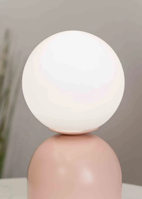 ValueLights Dimmable Pink Table Lamp with White Globe Shade Integrated LED - One Size Image 3
